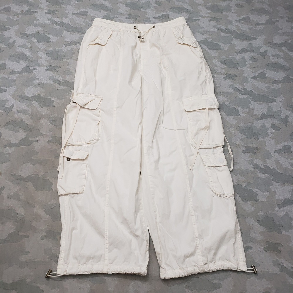 Lucky Brand Cargo Pants Women Small White Wide Leg